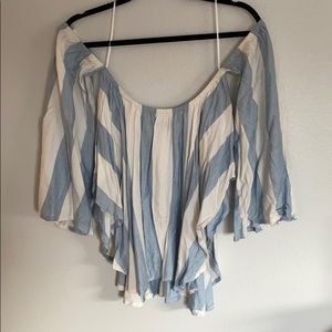 Long sleeve, off the shoulder striped shirt